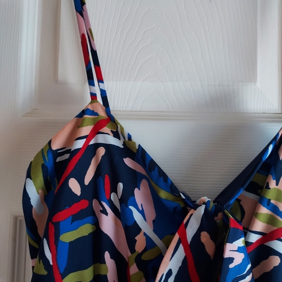 Forever 21 Party Going Out Mini Dress Size S Bodycon Strappy Navy Tie Front USA - Picture 4 of 12